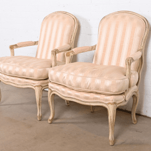 Baker Furniture French Provincial Louis XV Fauteuils, Pair