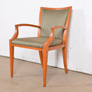 Baker Furniture Neoclassical Solid Maple Armchair With Silk Upholstery