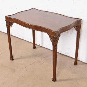 Baker Furniture Stately Homes Collection Carved Mahogany Tea Table, Newly Refinished