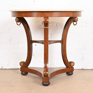 Baker Furniture Stately Homes Collection Regency Carved Mahogany Marble Top Center Table