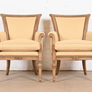 Barbara Barry for Henredon French Regency Louis XVI Bergere Chairs, Pair