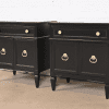 Heritage French Regency Louis XVI Black Lacquered Nightstands, Newly Refinished