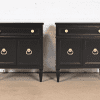 Heritage French Regency Louis XVI Black Lacquered Nightstands, Newly Refinished - Image 3