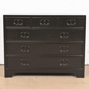 Michael Taylor for Baker Far East Collection Black Lacquered Dresser Chest, Newly Refinished
