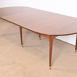 Baker Furniture French Regency Louis XVI Solid Cherry Wood Extension Dining Table, Newly Refinished