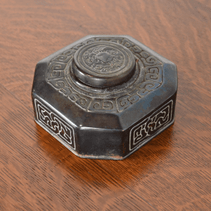 Tiffany Studios New York "Zodiac" Patinated Bronze Inkwell