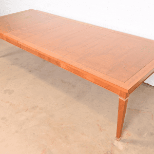 Baker Furniture French Regency Louis XVI Inlaid Cherry Wood Extension Dining Table, Newly Refinished