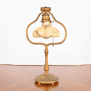 Tiffany Studios New York Gilt Bronze Harp Desk Lamp, Circa 1910
