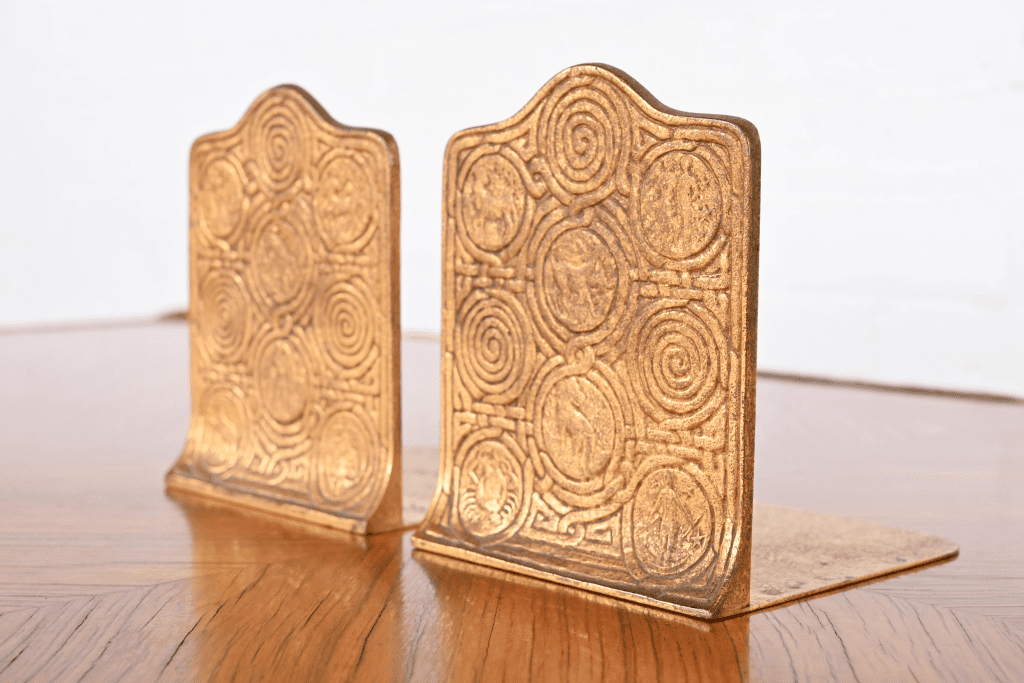 Tiffany Studios New York Bronze Doré Zodiac Bookends LIBERTY And 33RD
