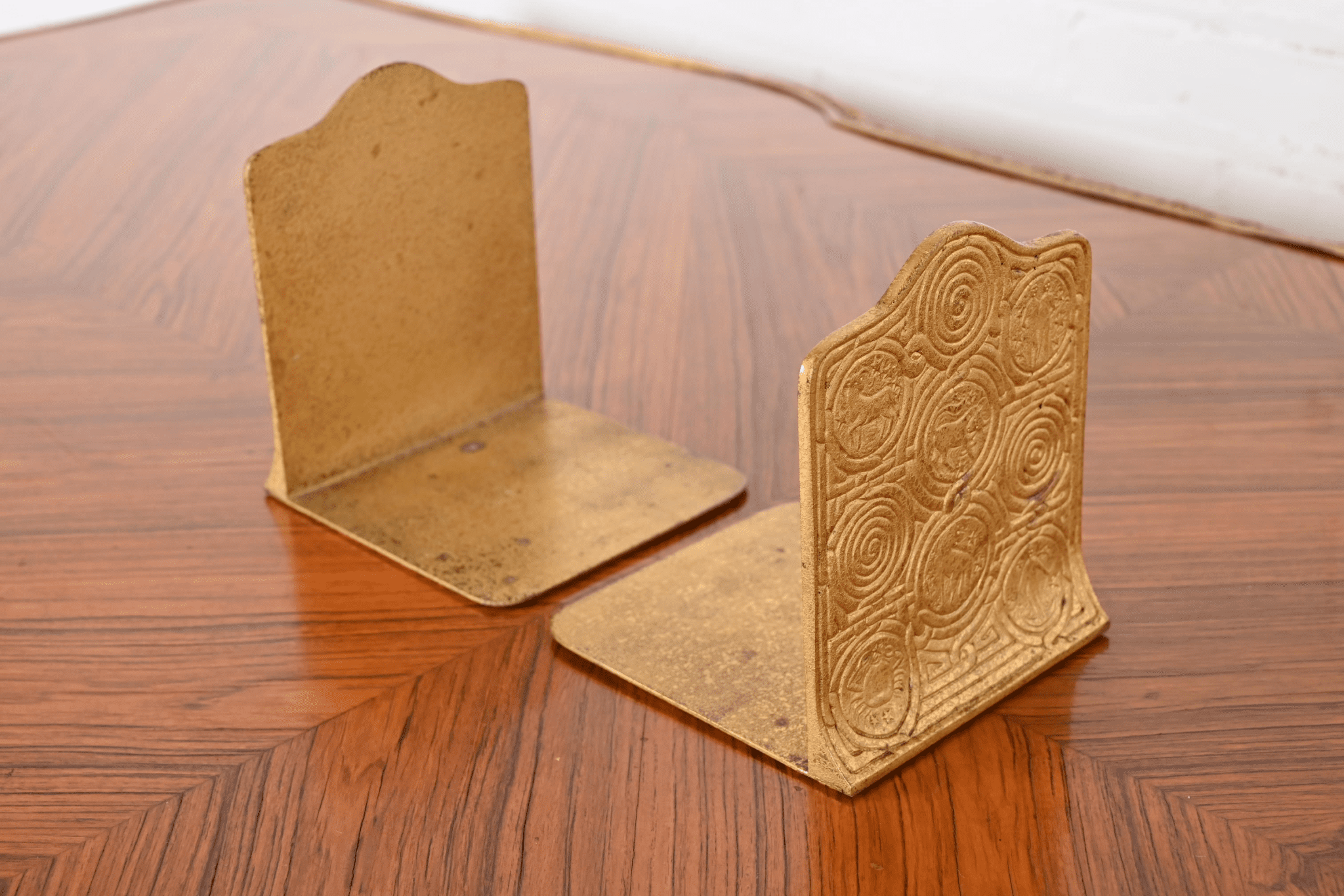 Tiffany Studios New York Bronze Doré Zodiac Bookends, Circa 1910