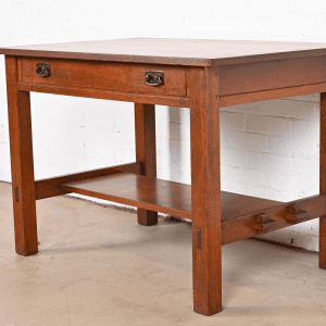 Antique Stickley Mission Oak Arts & Crafts Desk or Library Table, Circa 1900