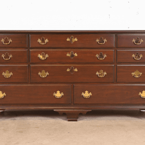 Harden Furniture Georgian Carved Solid Cherry Wood Long Dresser, Newly Restored
