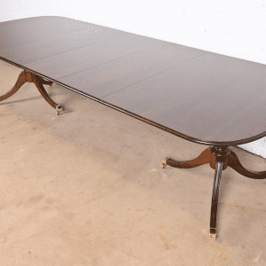 Harden Furniture Georgian Cherry Wood Double Pedestal Extension Dining Table, Newly Refinished