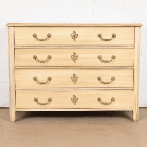 Baker Furniture French Provincial Cream Painted Walnut Chest of Drawers, Circa 1960s