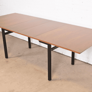 Edward Wormley for Dunbar Walnut and Ebonized Extension Dining Table, Newly Refinished