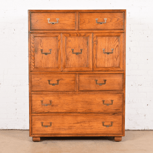 Henredon Mid-Century Modern Campaign Oak Gentleman's Chest, Circa 1970s