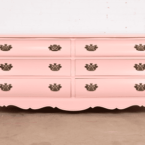 Henredon French Provincial Louis XV Pink Lacquered Bombay Form Double Dresser, Newly Refinished