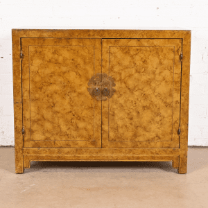Henredon Mid-Century Hollywood Regency Chinoiserie Faux Tortoise Shell Bar Cabinet, Circa 1970s