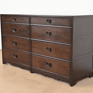 Michael Taylor for Baker Far East Collection Walnut Double Dresser, Newly Refinished