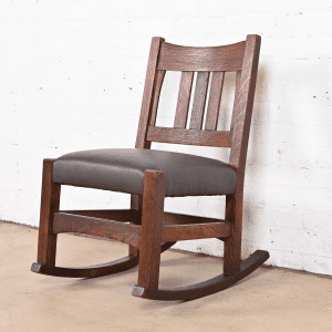 Gustav Stickley Antique Mission Oak Arts & Crafts Sewing Rocking Chair, Circa 1900