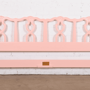 Kindel Furniture French Provincial Louis XV Pink Lacquered King Size Headboard, Newly Refinished