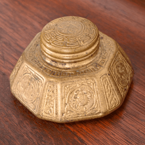 Tiffany Studios New York Zodiac Bronze Doré Large Inkwell