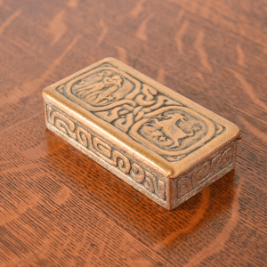 Tiffany Studios New York Zodiac Bronze Doré Stamp Box