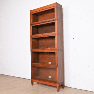 Antique Globe Wernicke Arts & Crafts Mahogany Five-Stack Barrister Bookcase, Circa 1900