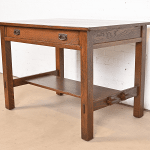 Antique Stickley Mission Oak Arts & Crafts Desk or Library Table, Newly Restored