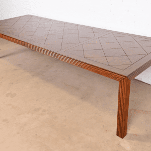 Henredon Mid-Century Modern Oak Parsons Extension Dining Table With Parquet Top, Newly Refinished