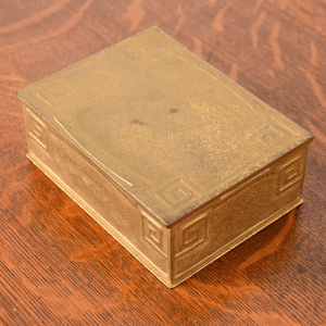 Tiffany Studios New York Greek Key Bronze Doré Cigar Box, Circa 1910