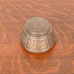 Tiffany Studios New York Greek Key Bronze Doré Inkwell