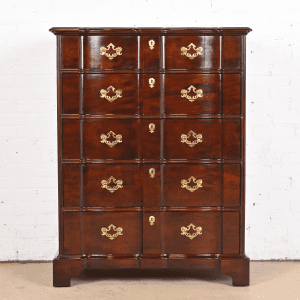 Henredon Georgian Solid Mahogany Block Front Highboy Dresser