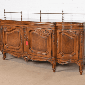 Karges French Provincial Louis XV Carved Burled Walnut Sideboard or Bar Cabinet