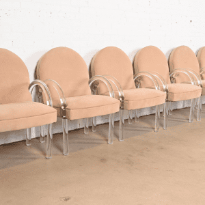 Leon Rosen for Pace Collection Modern Art Deco Lucite Waterfall Armchairs, Set of Six