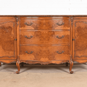 Romweber French Provincial Louis XV Burl Wood Sideboard or Bar Cabinet, Circa 1920s