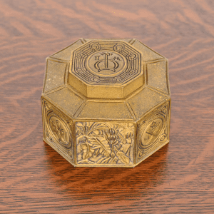 Tiffany Studios New York Bookmark Pattern Bronze Doré Inkwell