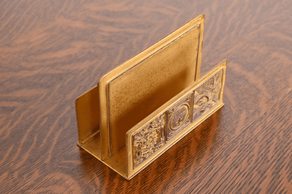 Tiffany Studios New York Bookmark Pattern Bronze Doré Letter Rack ...