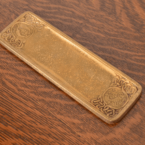 Tiffany Studios New York Zodiac Bronze Doré Pen Tray