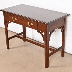 Baker Furniture Georgian Carved Mahogany Writing Desk or Console Table