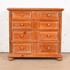 Henredon Spanish Colonial Carved Solid Pine Commode or Chest of Drawers