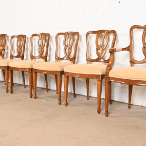 Kindel Furniture French Regency Louis XVI Carved Fruitwood Dining Chairs, Set of Six