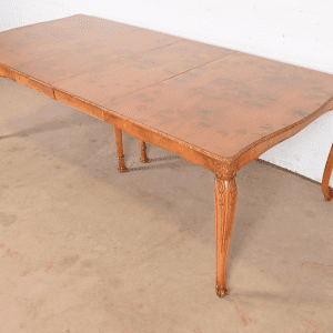 Romweber French Provincial Louis XV Burl Wood Extension Dining Table, Newly Refinished