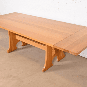 Stickley Mission Oak Arts & Crafts Trestle Base Extension Dining Table