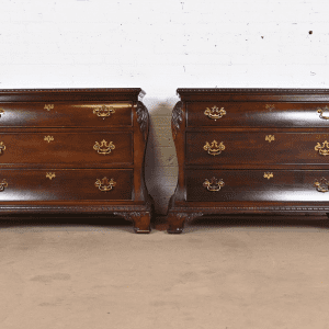 Century Furniture Georgian Carved Mahogany Bombay Dressers or Commodes, Pair