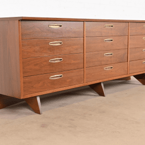 George Nakashima Monumental Sculpted Walnut Dresser for Widdicomb, Newly Restored