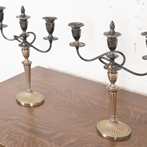 Gorham Antique Regency Silver Two-Arm Candelabra, Pair