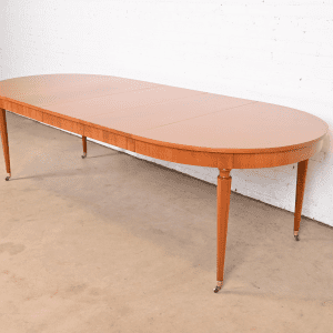 Kindel Furniture French Regency Louis XVI Cherry Wood Extension Dining Table, Newly Refinished