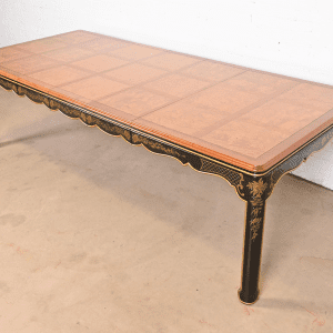 Kindel Furniture Hollywood Regency Chinoiserie Extension Dining Table, Newly Refinished