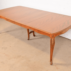 Romweber French Provincial Louis XV Burl Wood Extension Dining Table, Newly Refinished